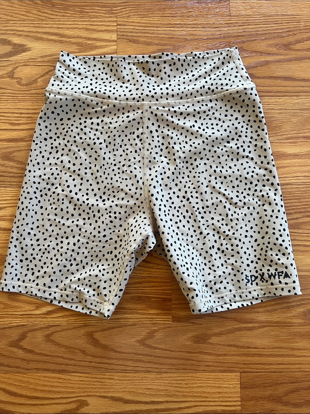 White Fox Boutique Cream and Black Dot High-Rise Bike Shorts